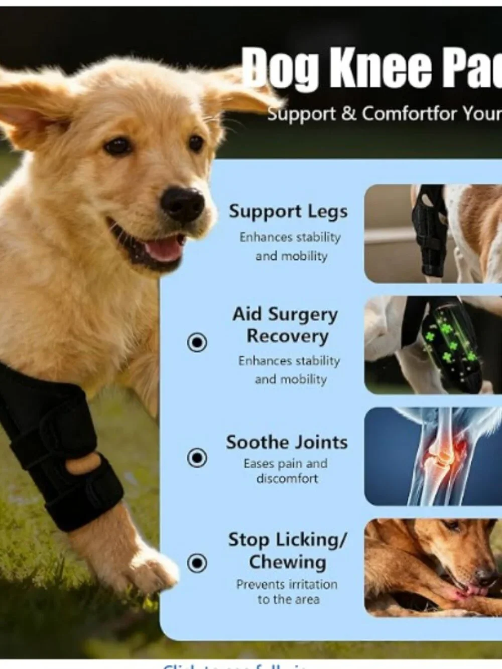 Noorace Dog Knee Brace for Torn ACL/CCL & Hind Leg Support - Adjustable Brace